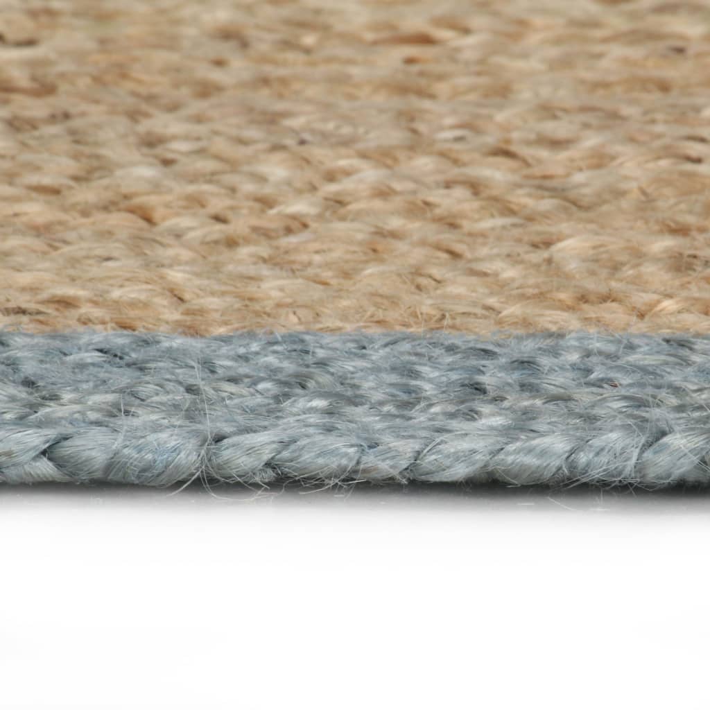 Tapete artesanal em juta com rebordo verde azeitona 90 cm