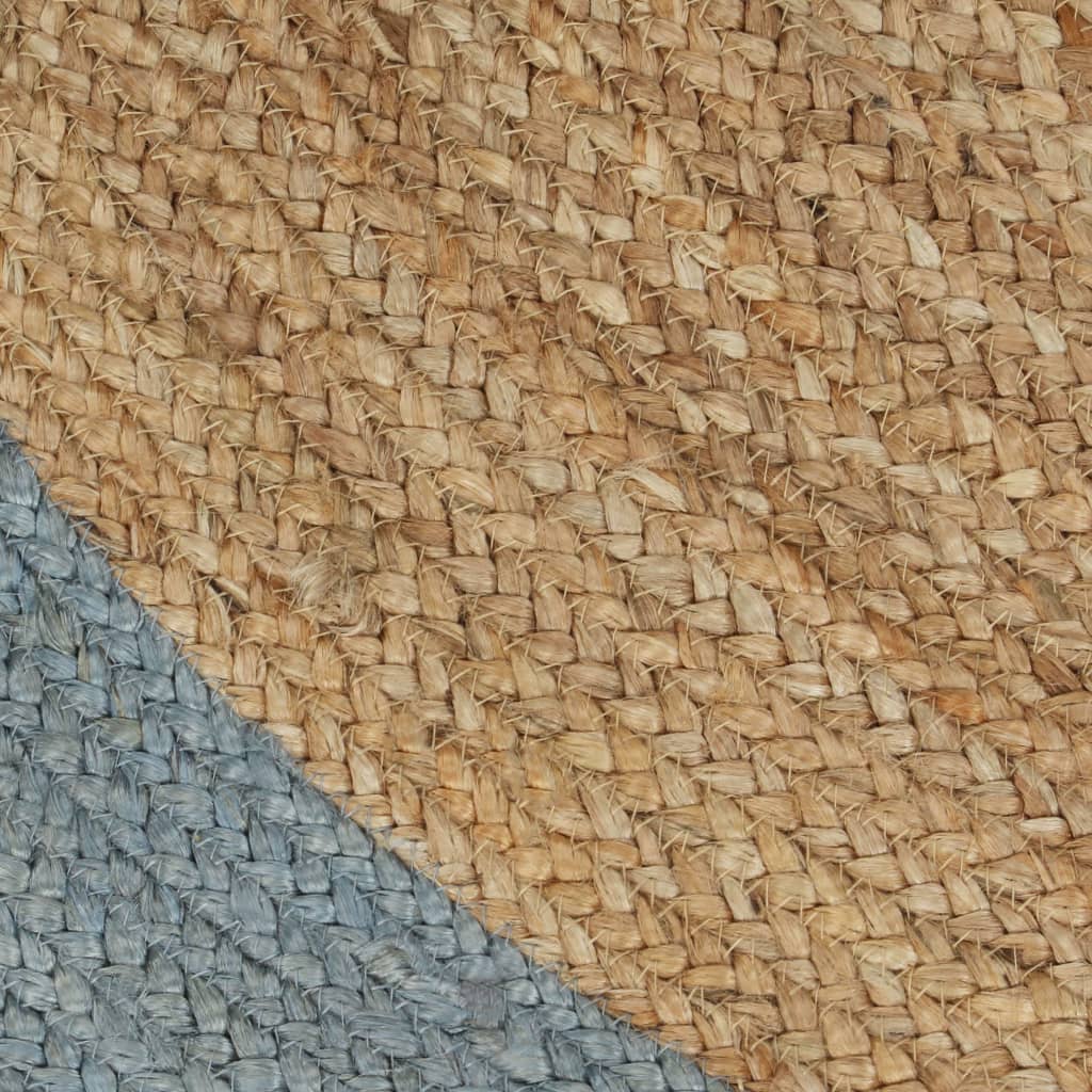 Tapete artesanal em juta com rebordo verde azeitona 90 cm