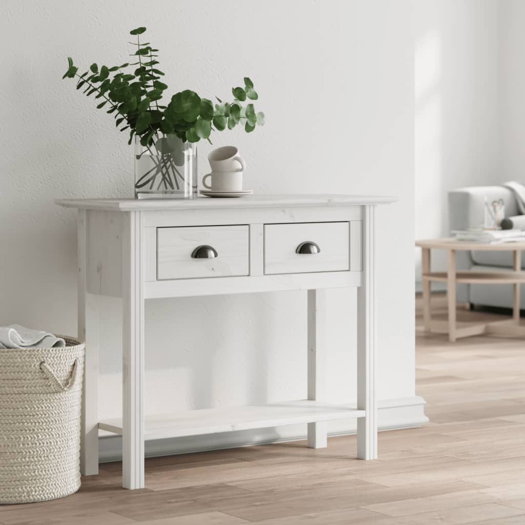 Mesa consola bodo 91x35x74 cm madeira de pinho maciça branco