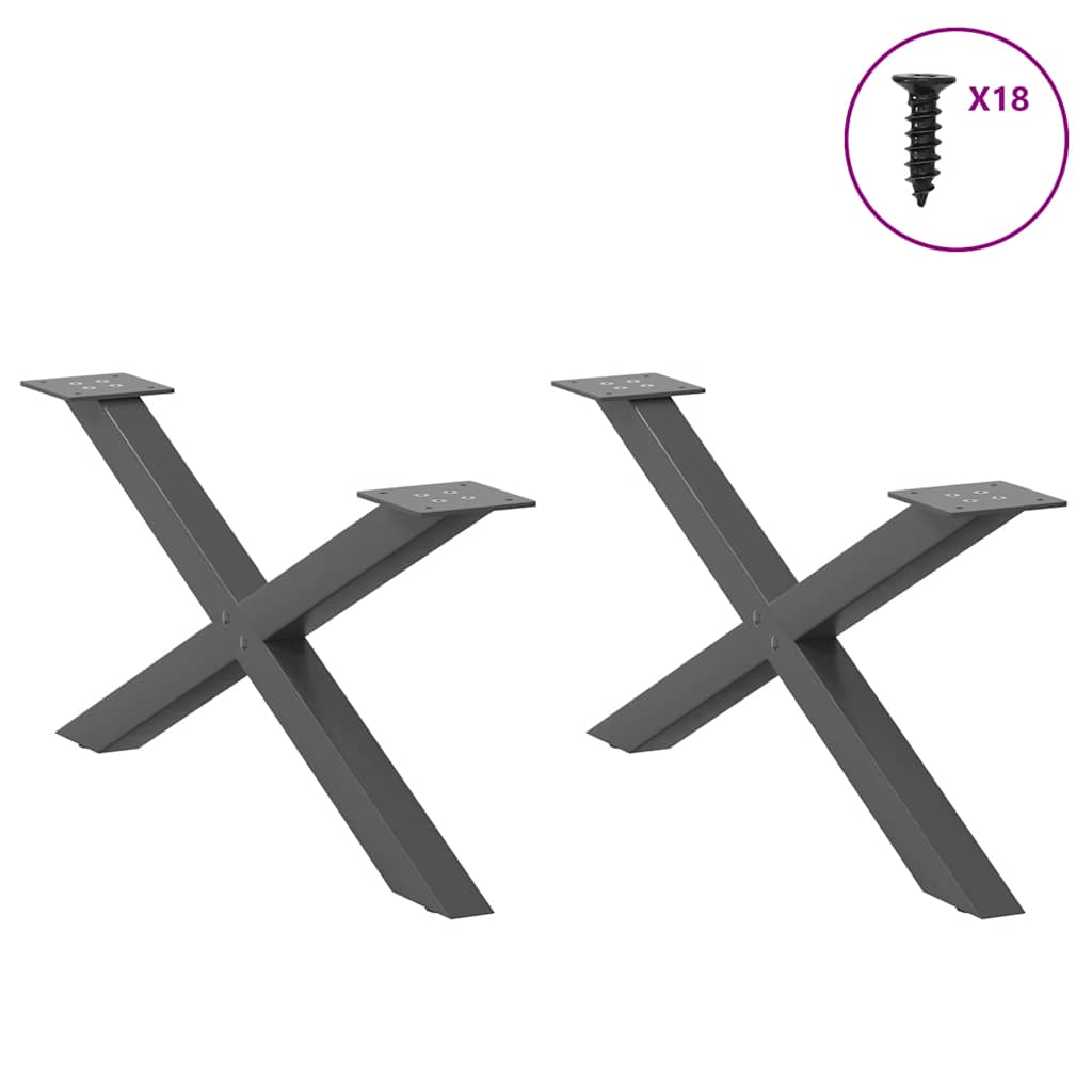 Pés para mesa de centro em formato de x, 2 peças, antracite, 70x(30-31) cm, aço