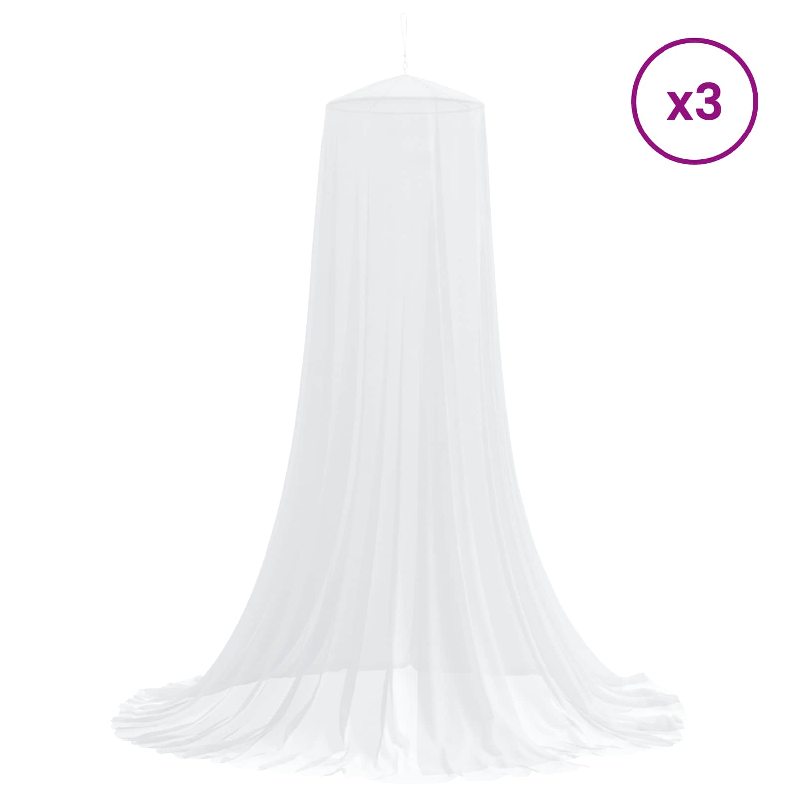 Rede mosquiteira para cama 3 unid. 156 mesh branco ⌀56 x 220 cm