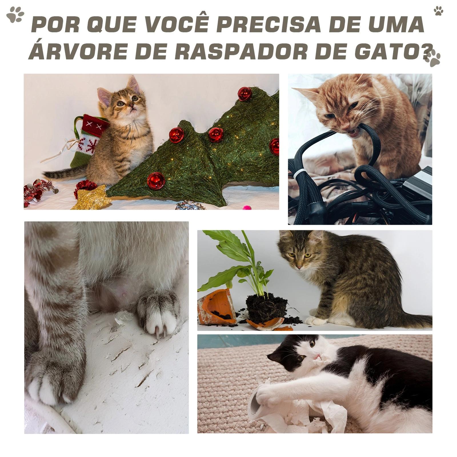 Árvore arranhador para gatos grande altura 153cm torre de escalada para gatos com caverna redes plataformas postes arranhadores de sisal e bola suspensa marrom e bege