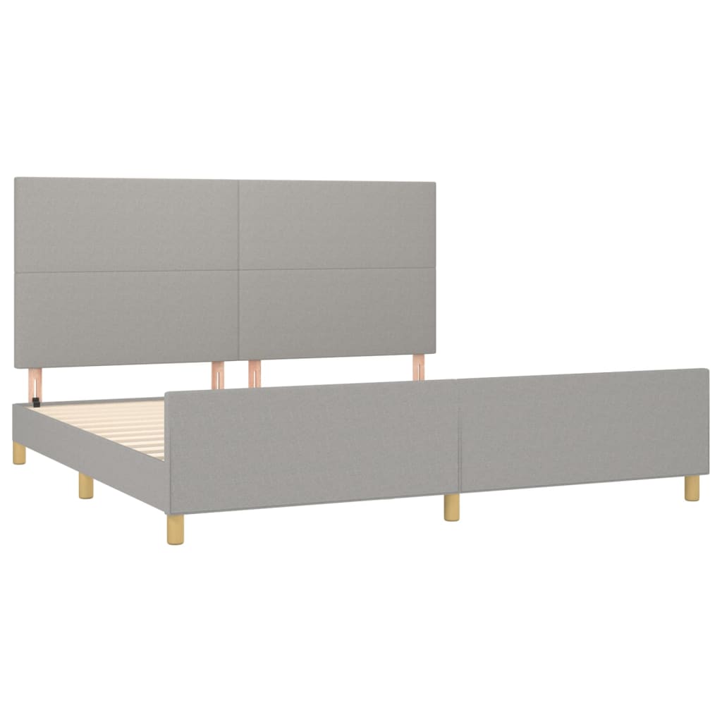Estrutura de cama sem colchão 200x200 cm tecido cinzento-claro