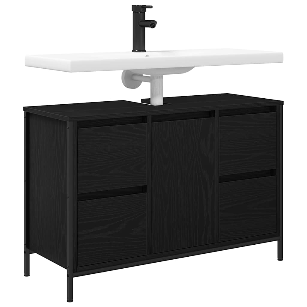 Armário para lavatório com gavetas, carvalho preto, 90x34,5x60 cm