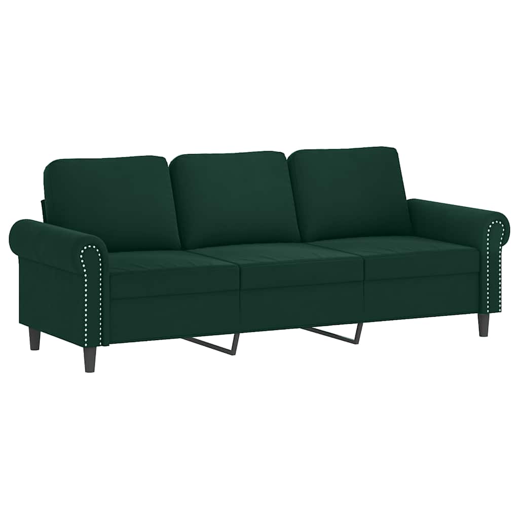 2 Pcs conjunto de sofás com almofadões veludo verde-escuro