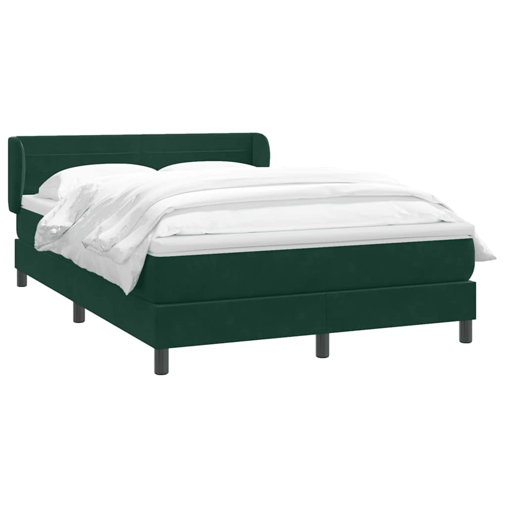 Cama com molas/colchão 160x220 cm veludo verde-escuro