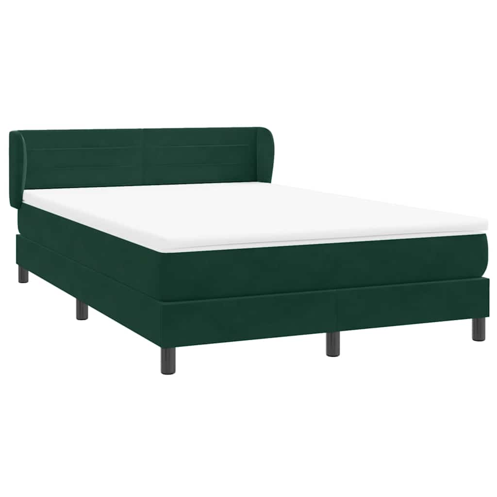 Cama com molas/colchão 160x220 cm veludo verde-escuro
