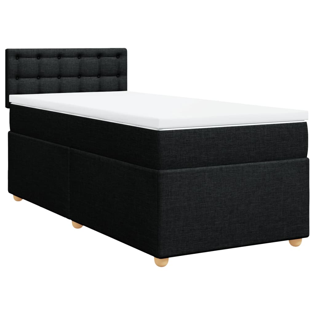 Cama com molas/colchão 100x200 cm tecido preto