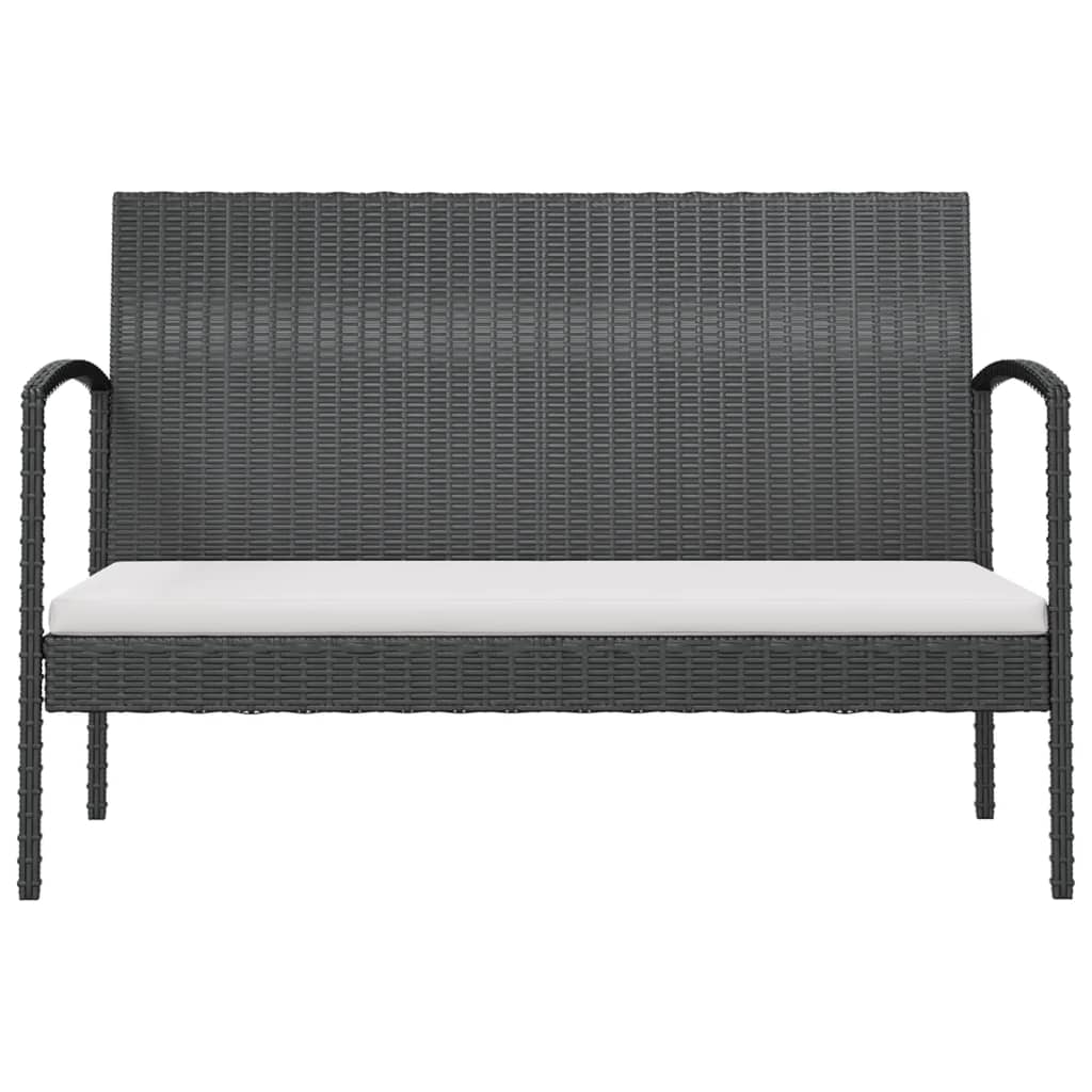 16 Pcs conjunto lounge de jardim c/ almofadões vime PE preto