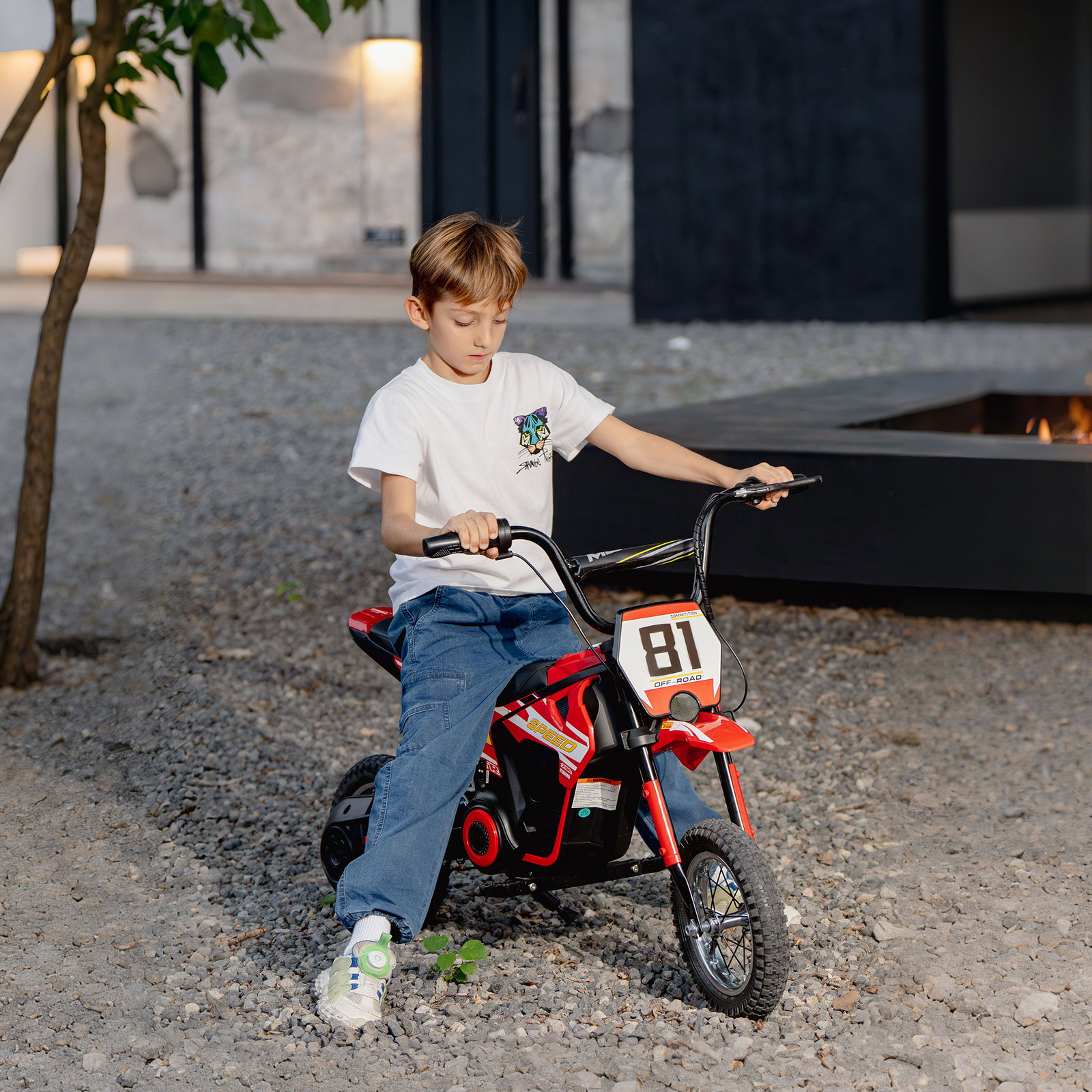 Mota elétrica para crianças 24v com motor 250w velocidade de 6-16km/h rodas de 30,5 cm para crianças de 8-12 anos vermelho