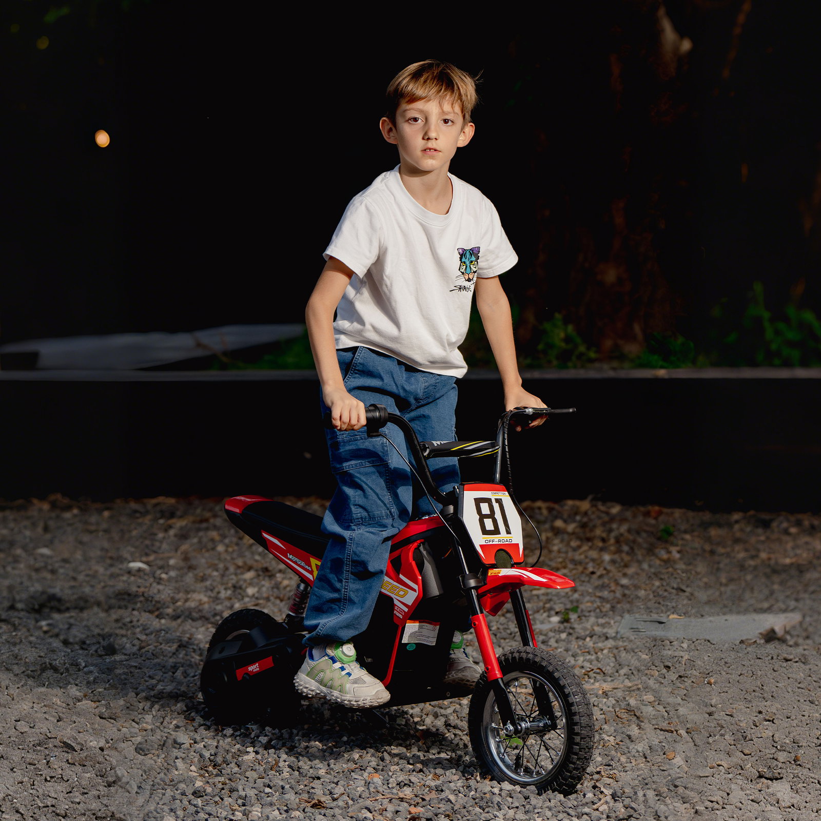 Mota elétrica para crianças 24v com motor 250w velocidade de 6-16km/h rodas de 30,5 cm para crianças de 8-12 anos vermelho