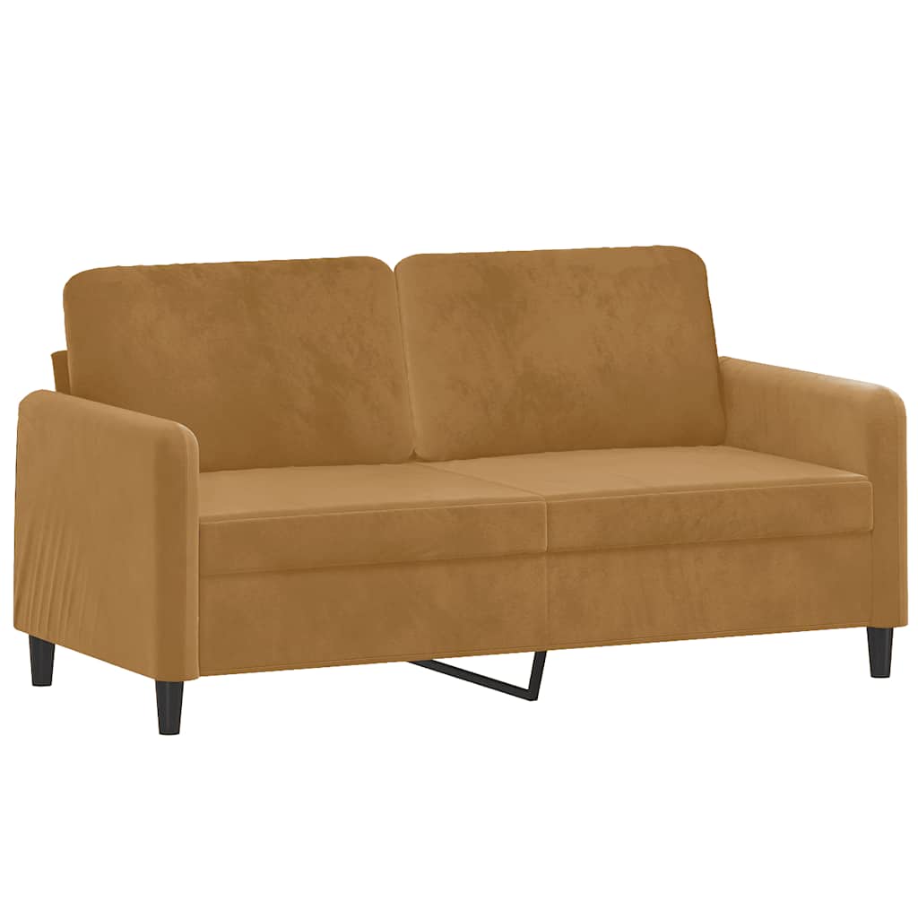 3 Pcs conjunto de sofás com almofadas veludo castanho
