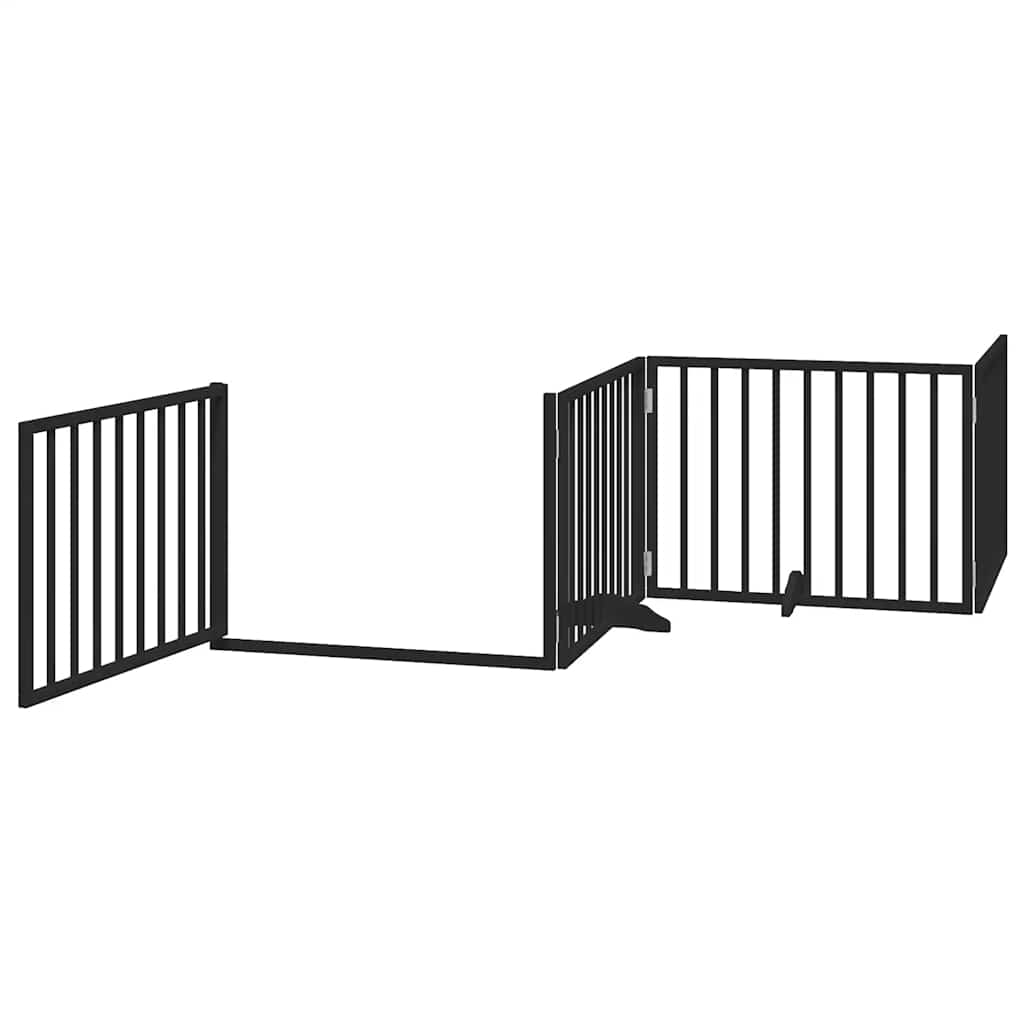 Portão p/ cães com porta dobrável 10 painéis 800 cm álamo preto