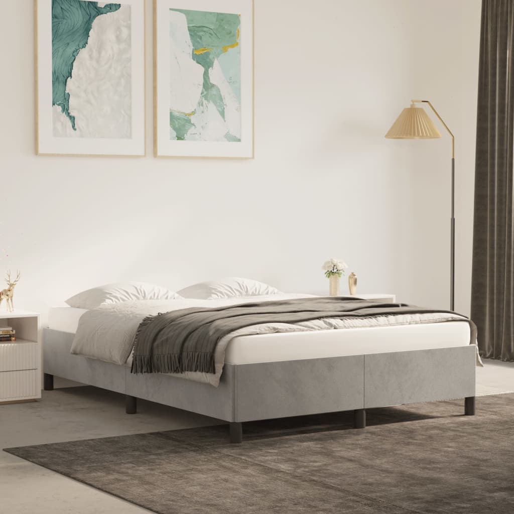 Estrutura de cama sem colchão 140x190 cm veludo cinzento-claro