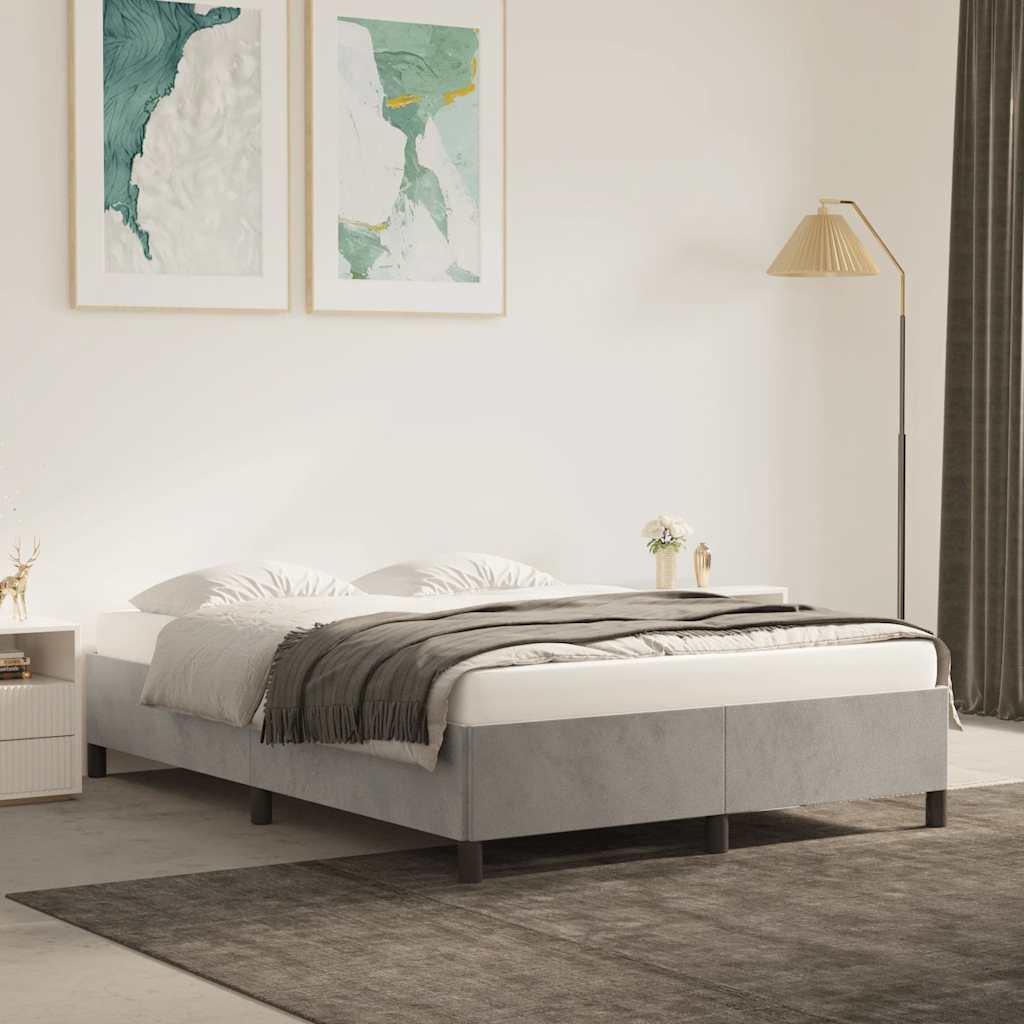 Estrutura de cama sem colchão 140x190 cm veludo cinzento-claro