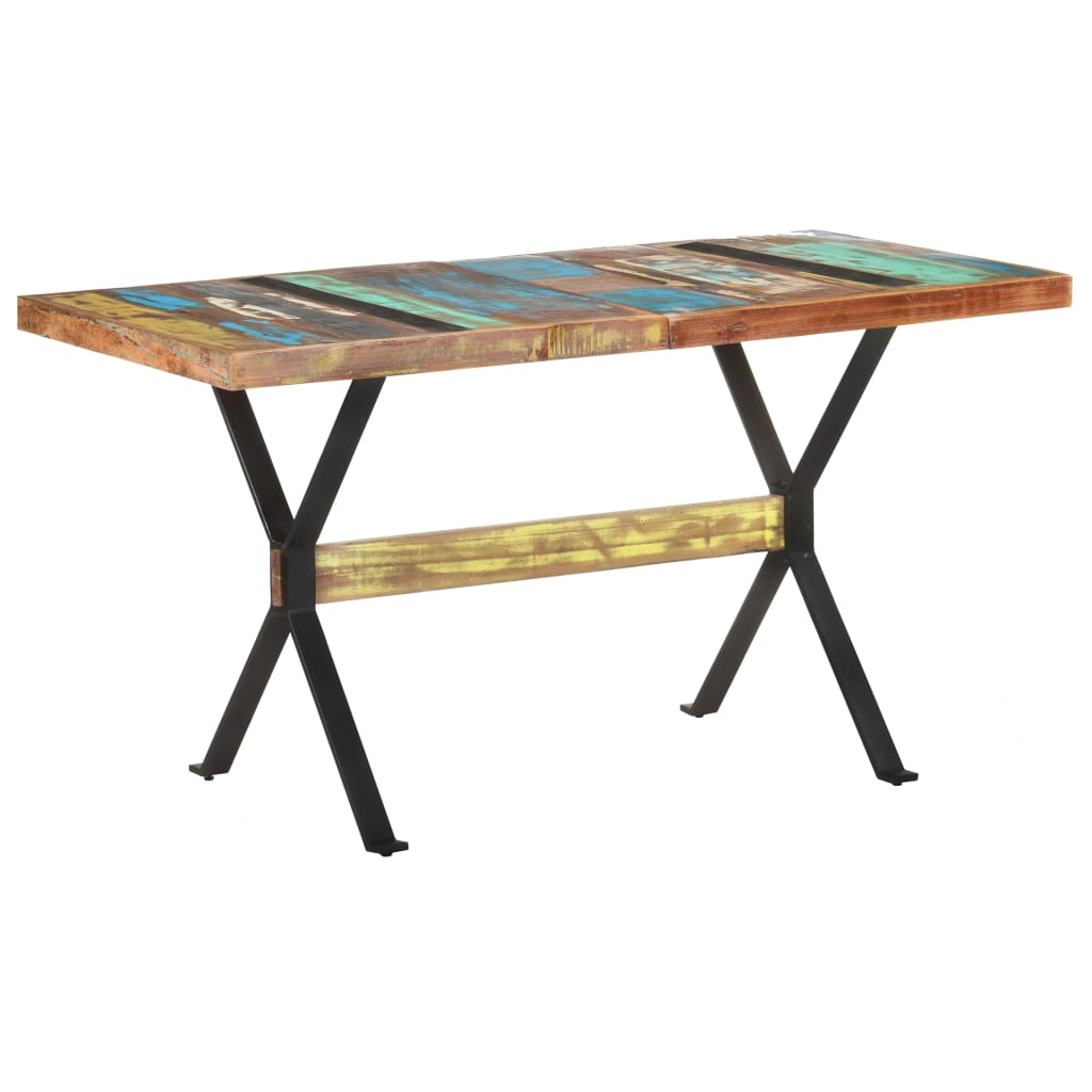 Mesa de jantar 140x70x76 cm madeira recuperada maciça