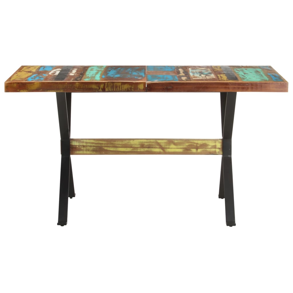 Mesa de jantar 140x70x76 cm madeira recuperada maciça