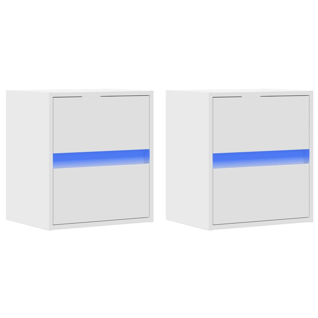 Móveis de parede p/ TV com luzes LED 2 pcs 41x31x45 cm branco