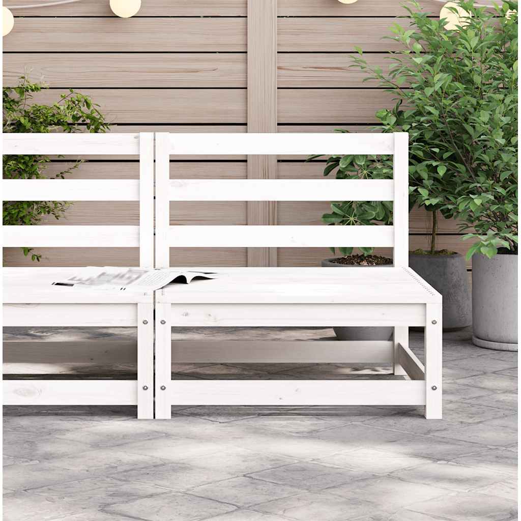 Sofá de centro para jardim madeira de pinho maciça branco