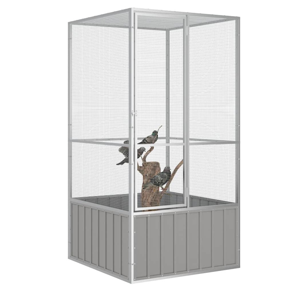 Gaiola p/ pássaros 111x107x211,5 cm aço galvanizado cinzento