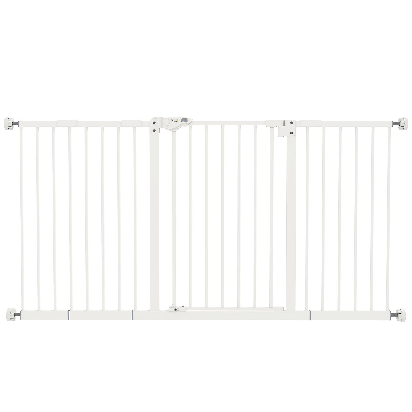 Barreira de segurança extensível para portas e escadas com fechamento automático e sistema de duplo bloqueio 74-147,5x76,2 cm branco