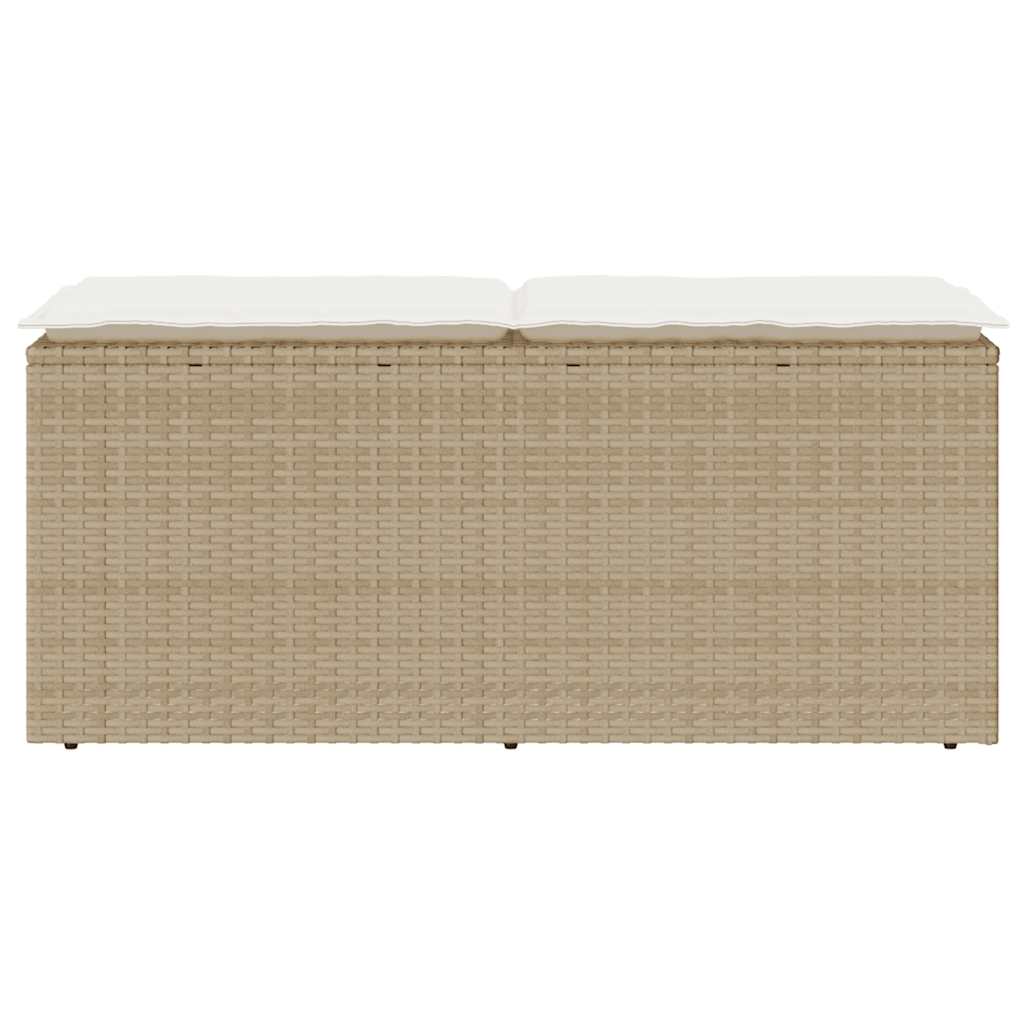 Banco de jardim com almofadão 110x40x44 cm vime PE bege