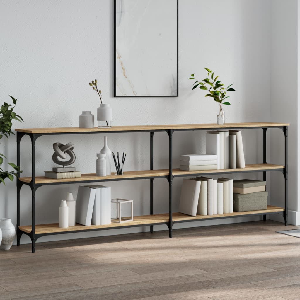 Mesa de console carvalho sonoma 200x29x75 cm madeira projetada