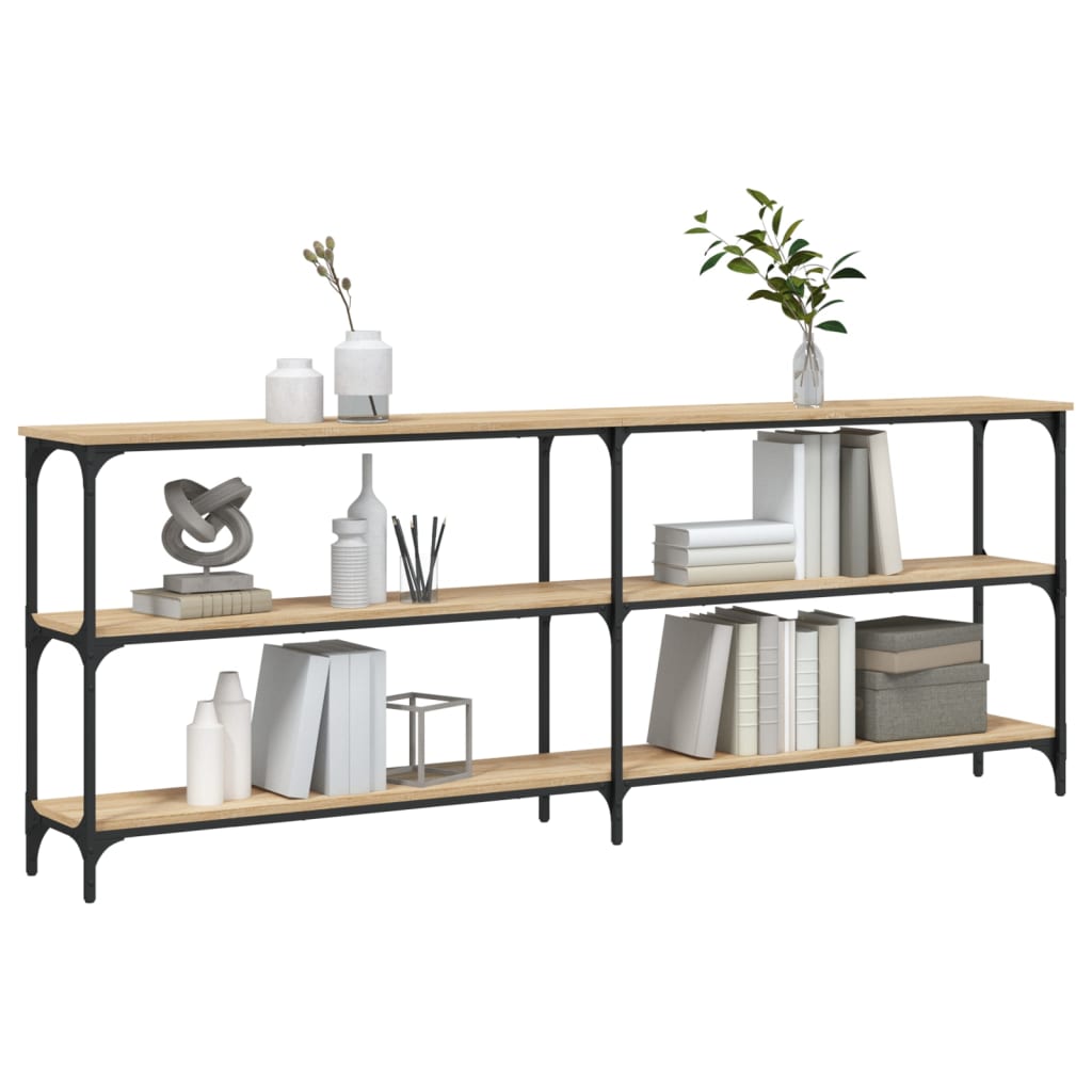 Mesa de console carvalho sonoma 200x29x75 cm madeira projetada