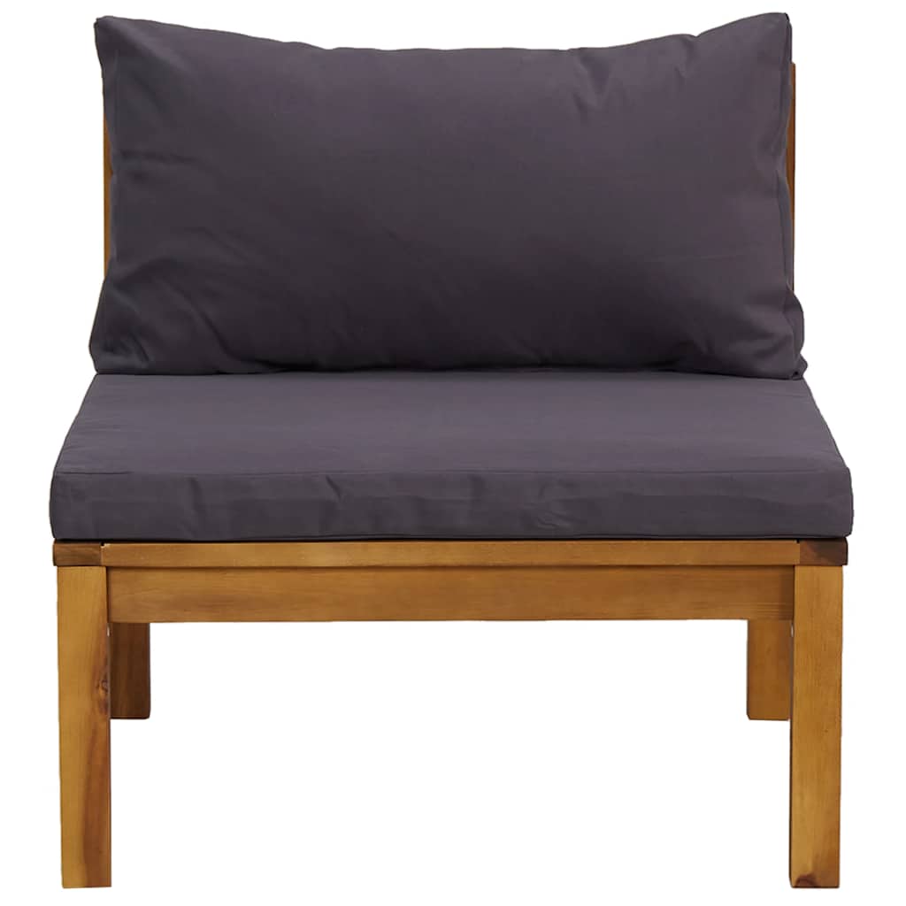 3 Pcs conj. lounge de jardim c/ almofadões cinza-escuro acácia