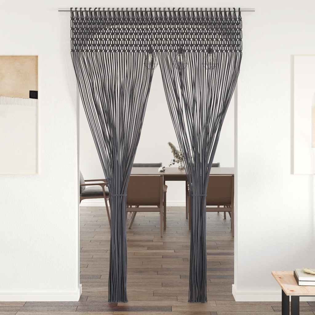 Cortina macramé 140x240 cm algodão antracite