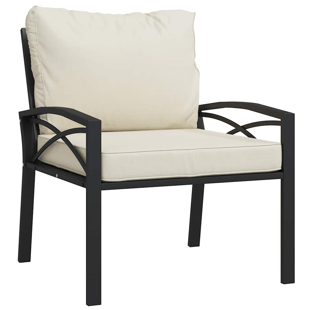 Cadeiras de jardim c/ almofadões cor areia 2 pcs 68x76x79cm aço