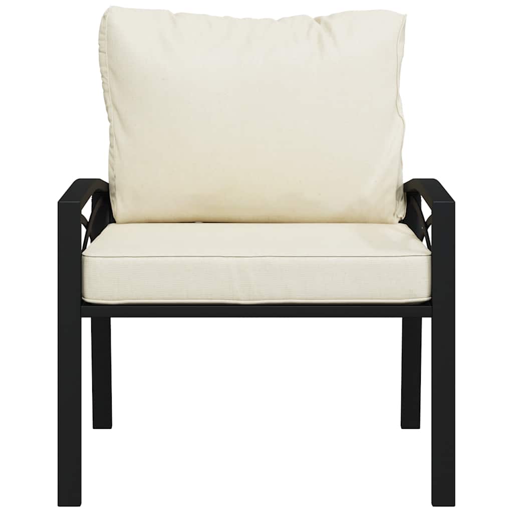 Cadeiras de jardim c/ almofadões cor areia 2 pcs 68x76x79cm aço