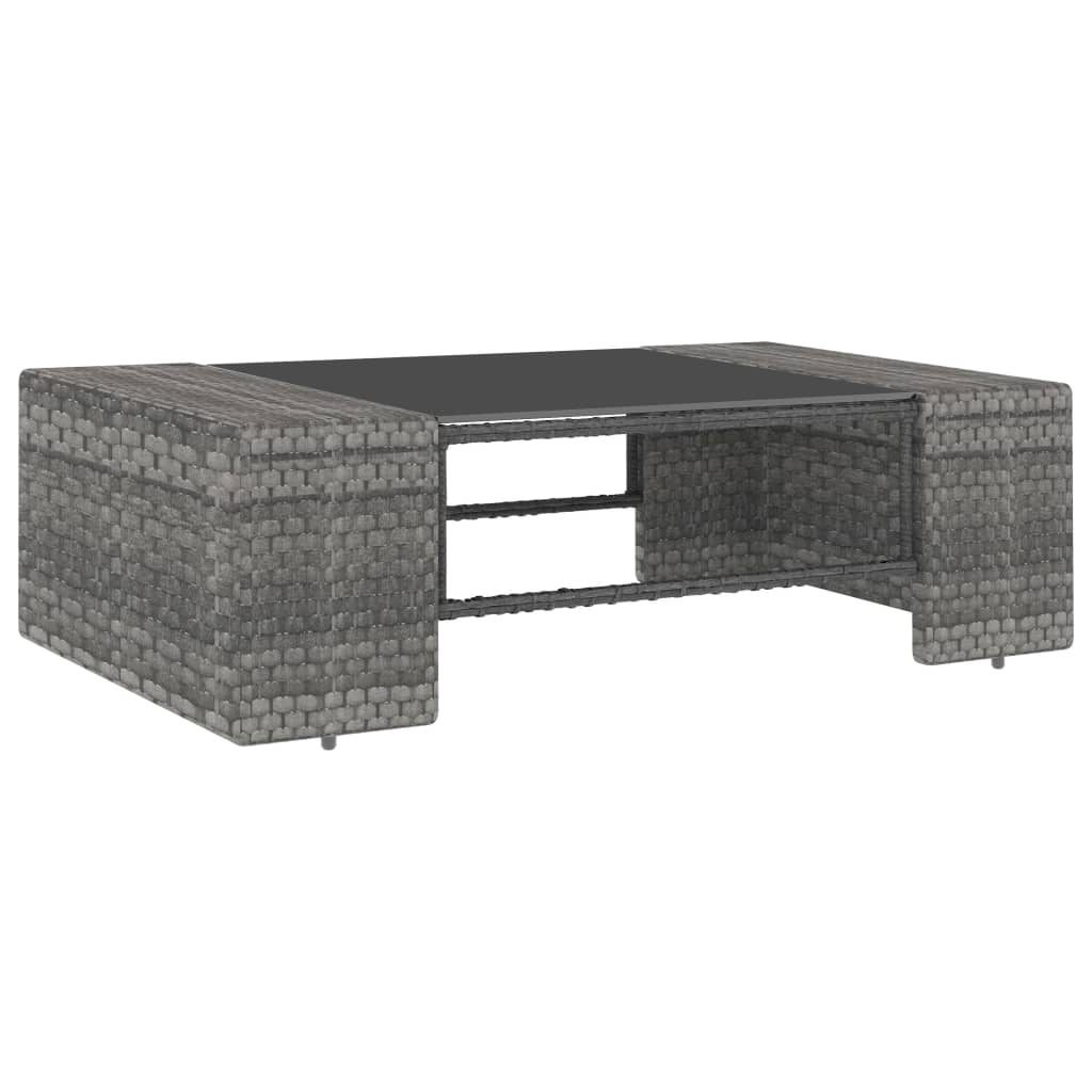 7 Pcs conjunto lounge de jardim vime PE cinzento