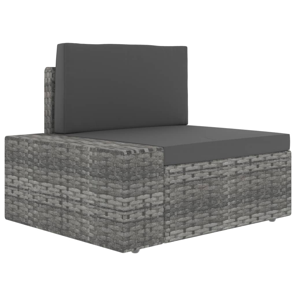 7 Pcs conjunto lounge de jardim vime PE cinzento