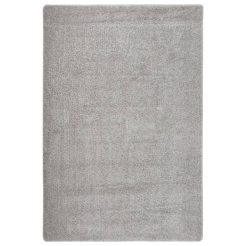 Tapete shaggy 140x200 cm antiderrapante cinzento-claro
