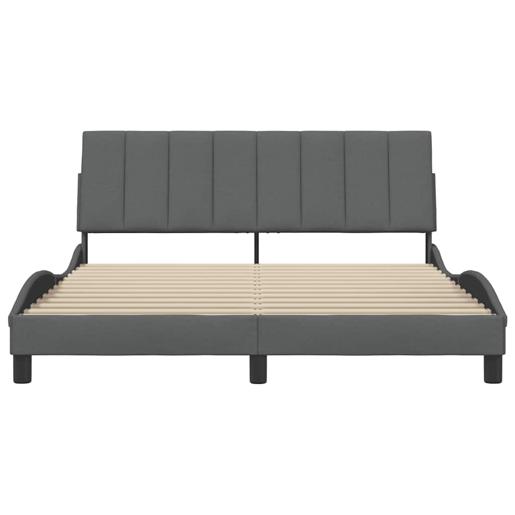 Estrutura de cama sem colchão hanko 160x200 cm tecido cinzento-escuro