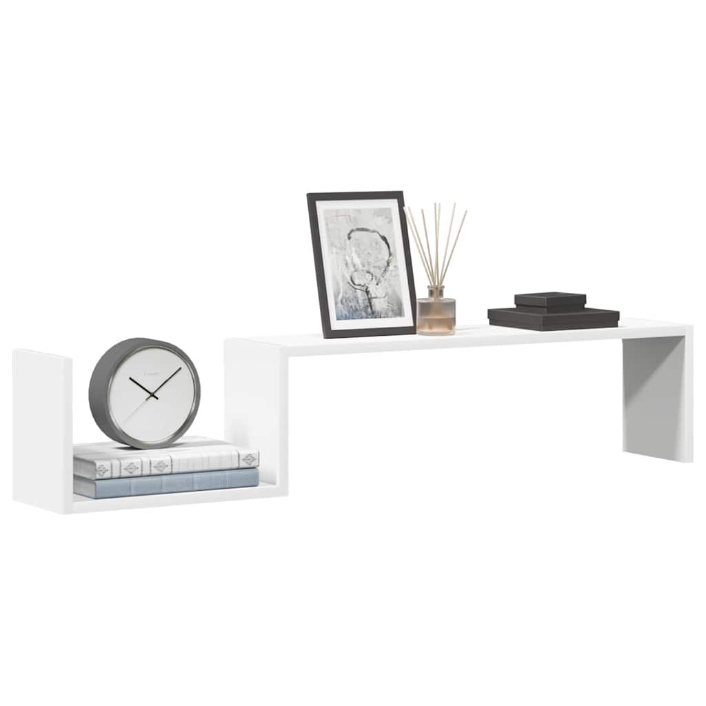 Estantes de parede 2 pcs 100x15x20 cm derivados madeira branco