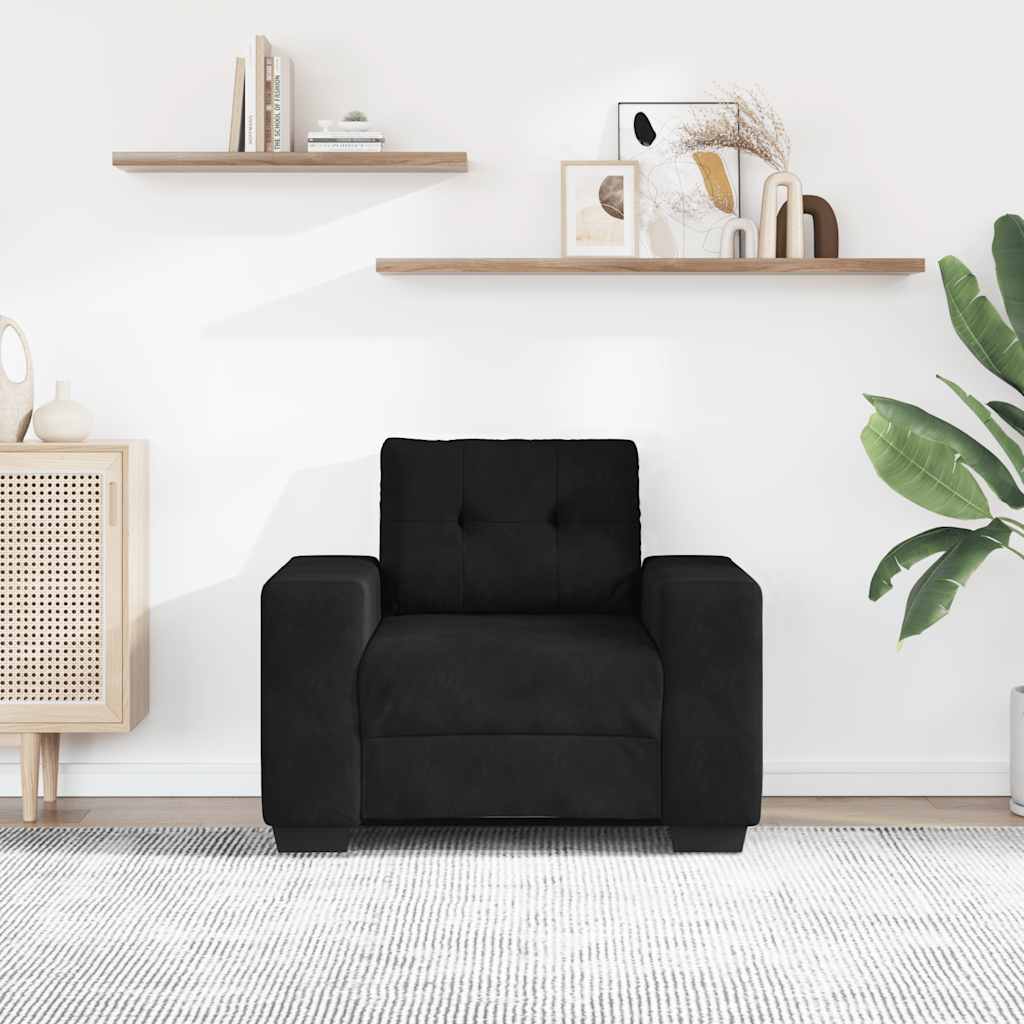 Poltrona de veludo preta, 100x78x80 cm