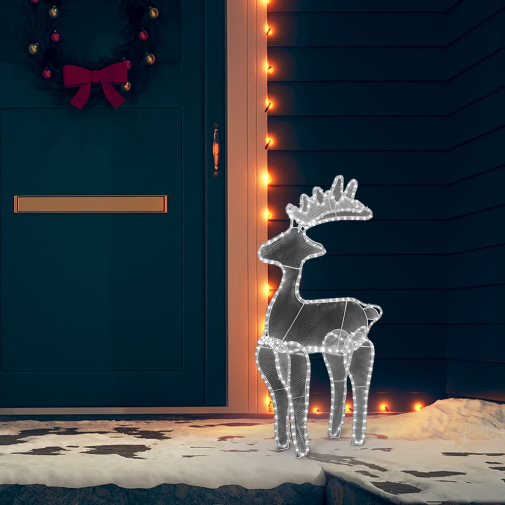 Rena decorativa natal c/ malha de aço 306 luzes LED 60x24x89 cm