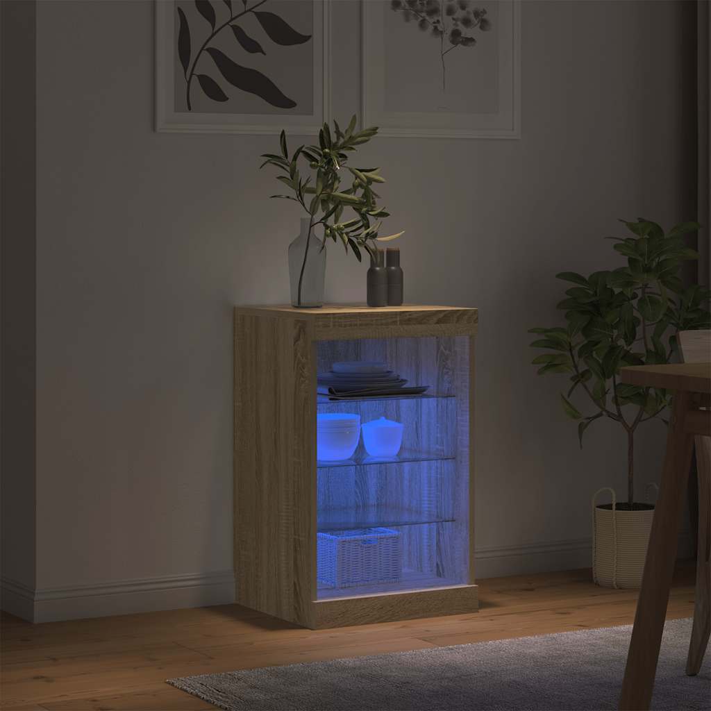 Aparador com luzes LED 41x37x67 cm carvalho sonoma