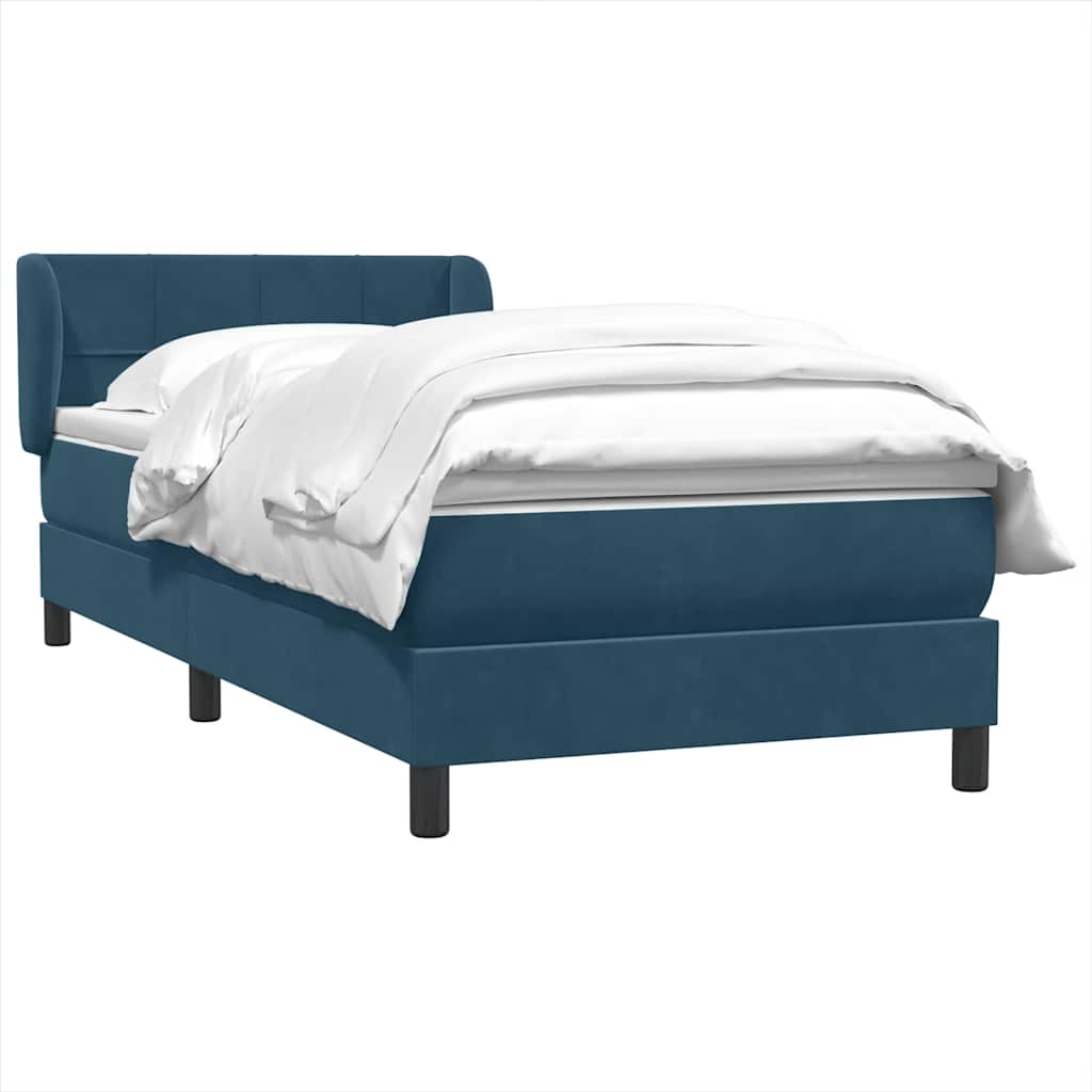 Cama com molas/colchão 80x220 cm veludo azul-escuro