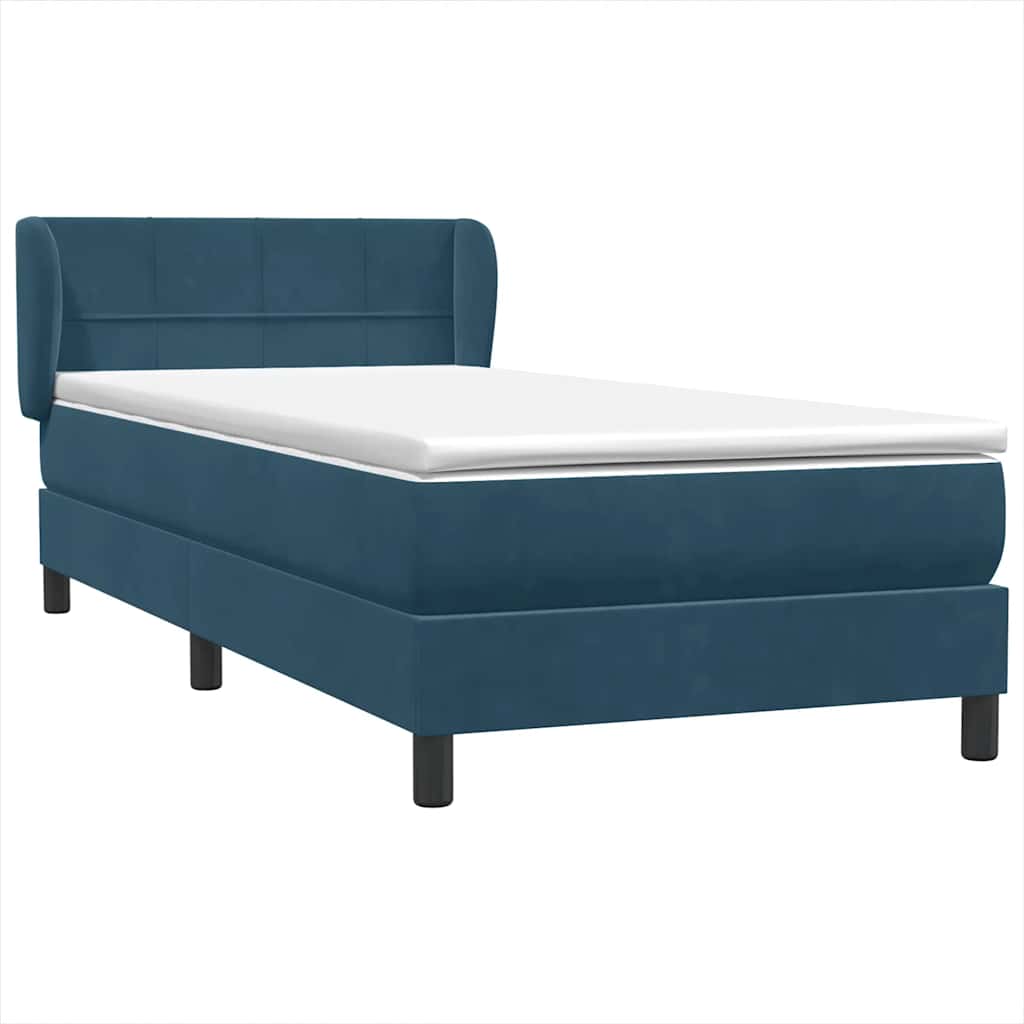 Cama com molas/colchão 80x220 cm veludo azul-escuro