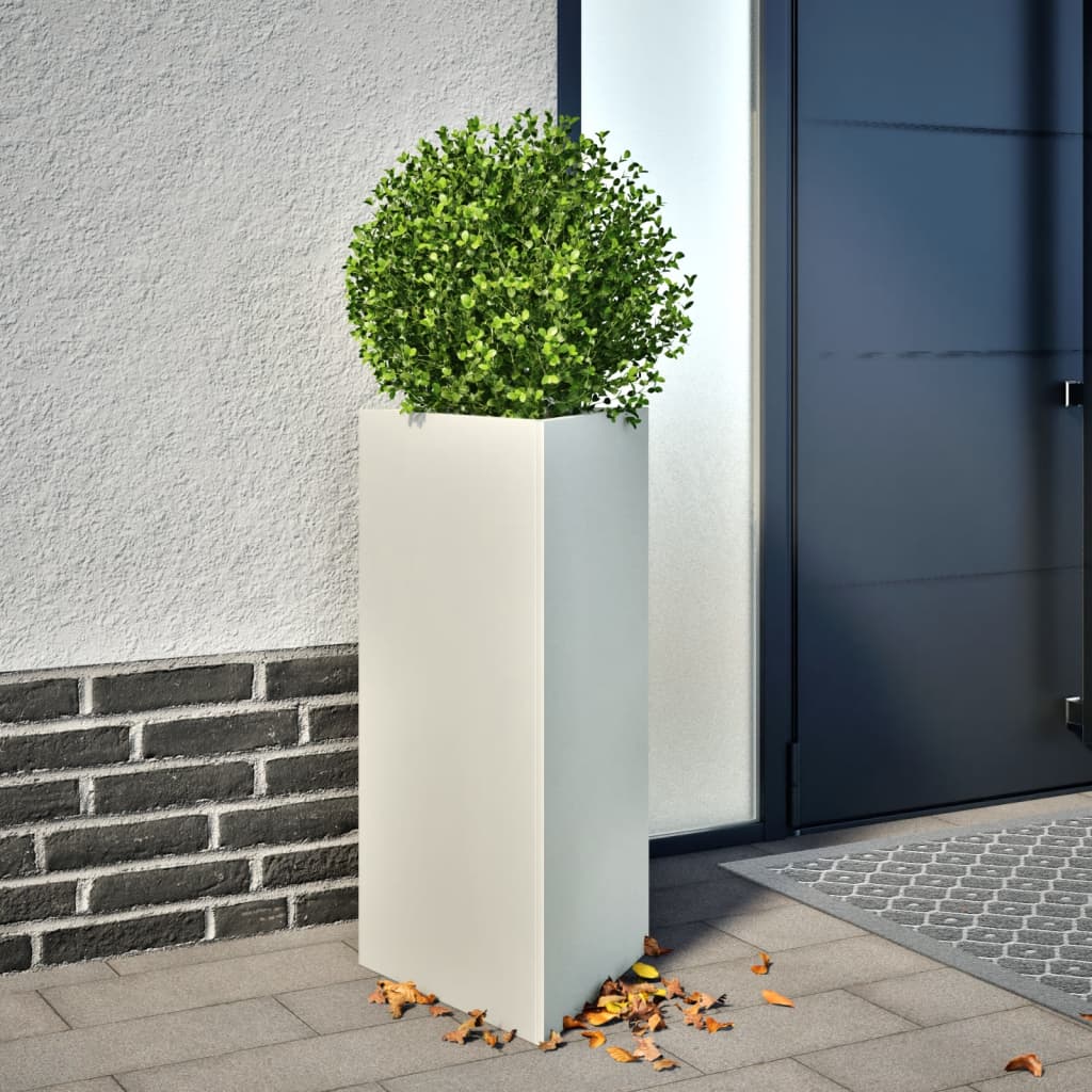 Vaso/floreira de jardim triangular 40x34,5x75 cm aço branco