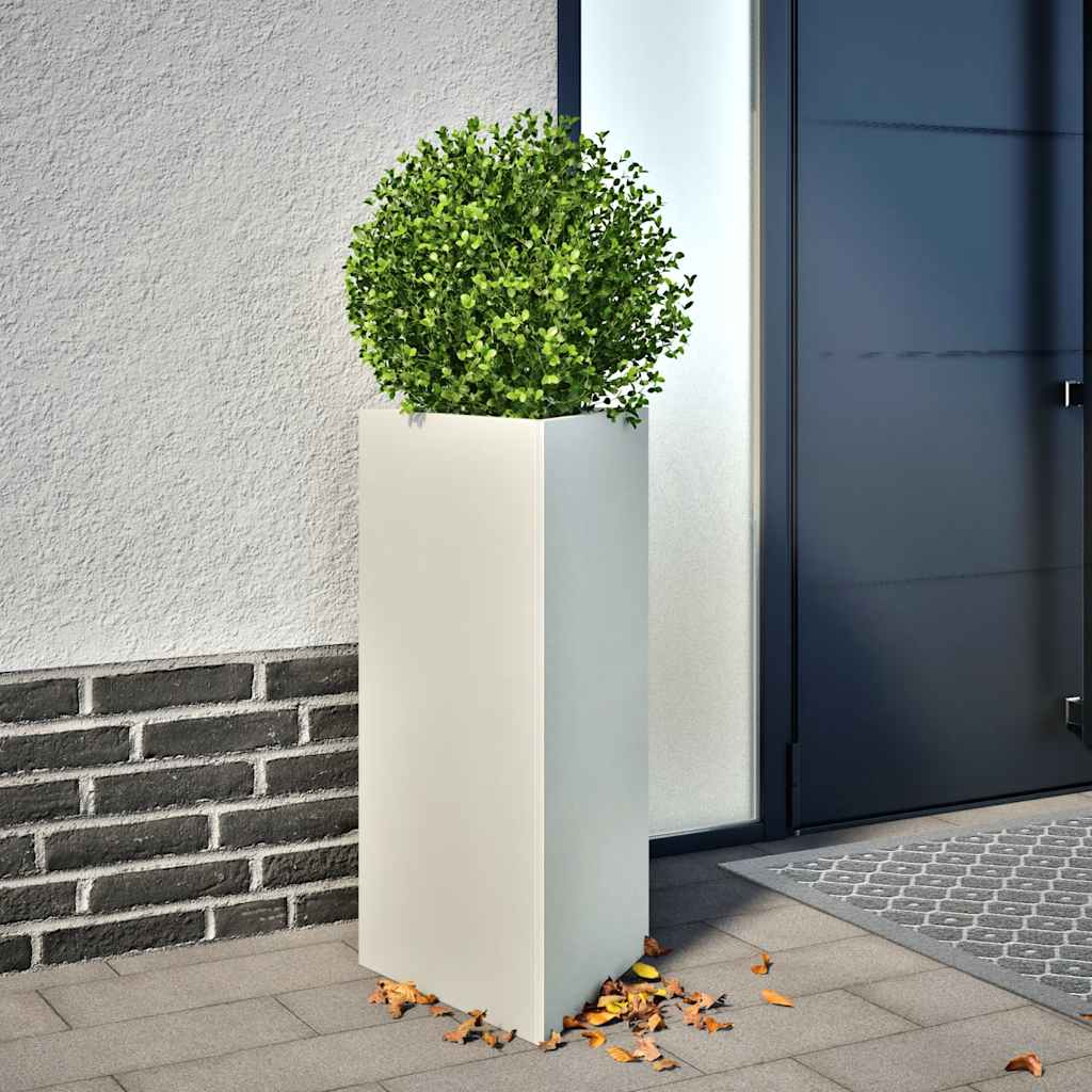 Vaso/floreira de jardim triangular 40x34,5x75 cm aço branco