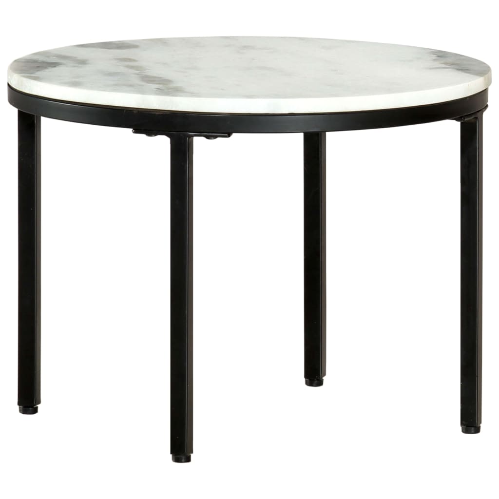 Mesa de centro ø50 cm mármore genuína maciça branco e preto