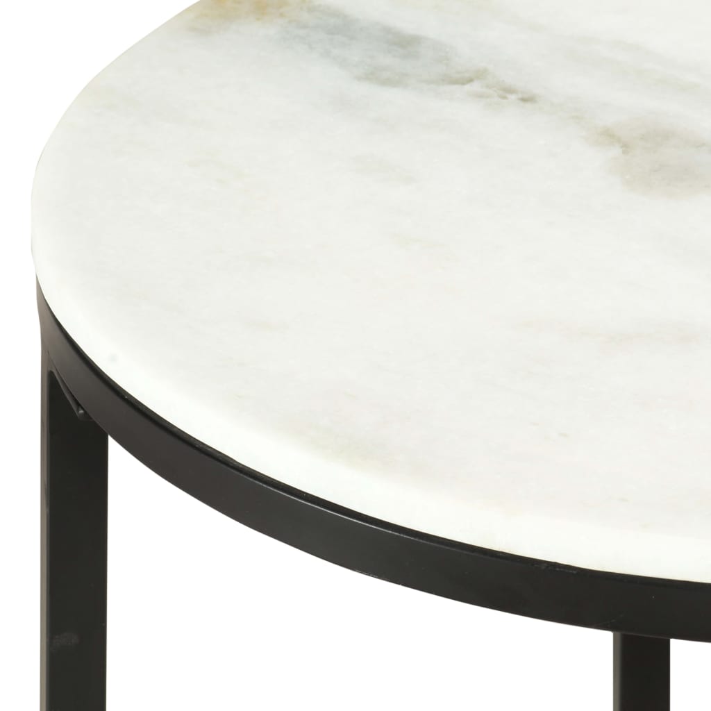 Mesa de centro ø50 cm mármore genuína maciça branco e preto