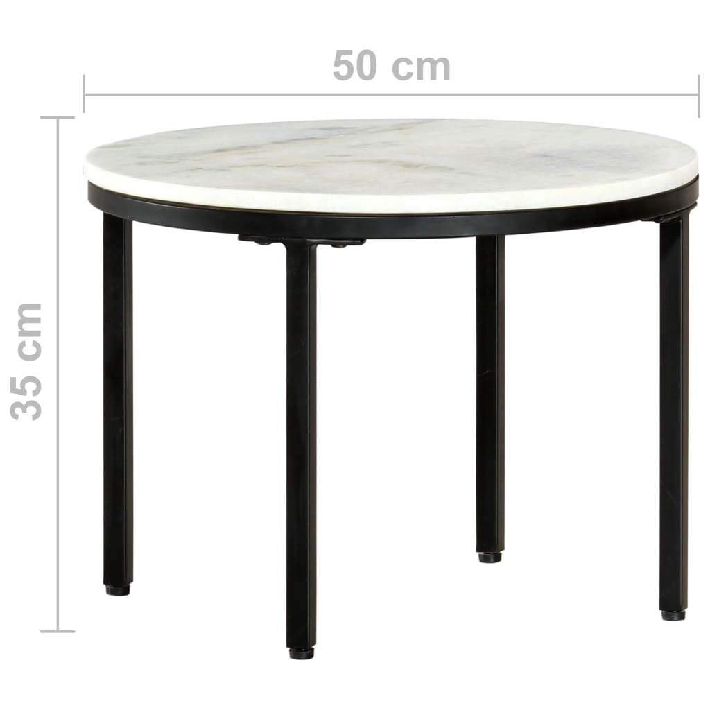 Mesa de centro ø50 cm mármore genuína maciça branco e preto