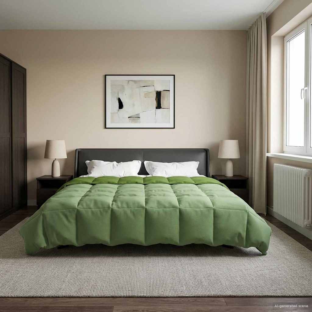Duvet de ano inteiro colchonete verde 200 x 220 cm microfibra