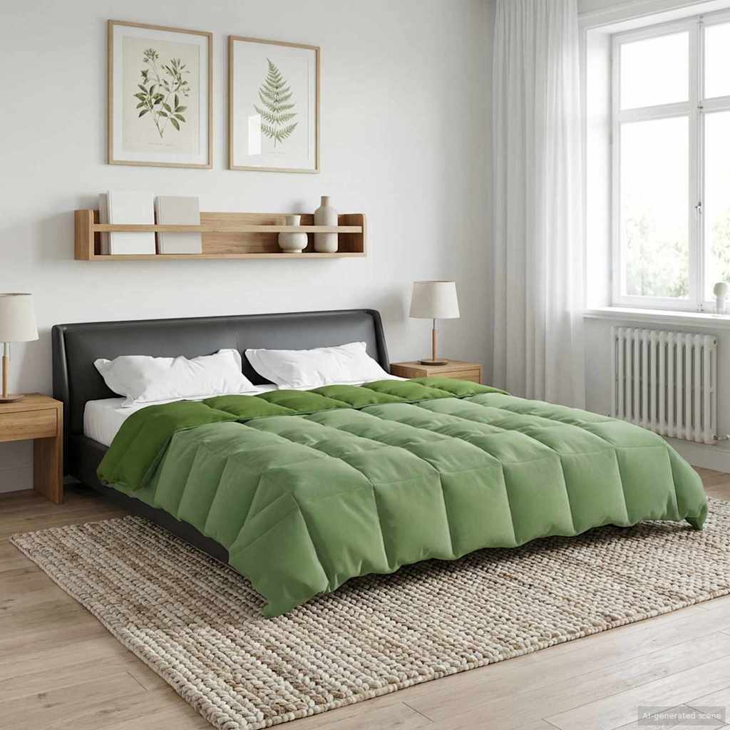 Duvet de ano inteiro colchonete verde 200 x 220 cm microfibra