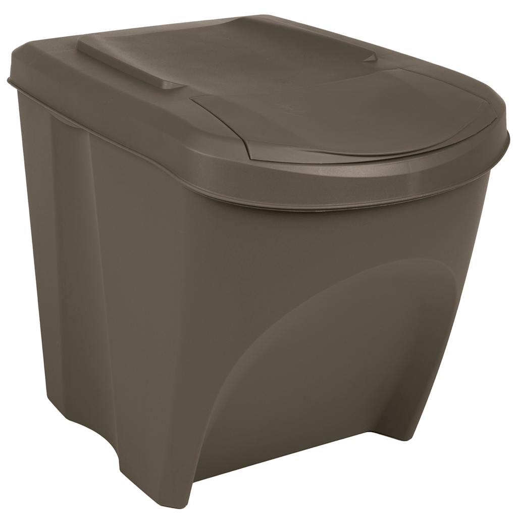 Caixotes do lixo empilháveis 3 pcs 75 l polipropileno cinzento